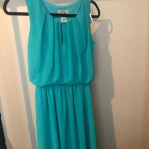 Teal chiffon high low dress